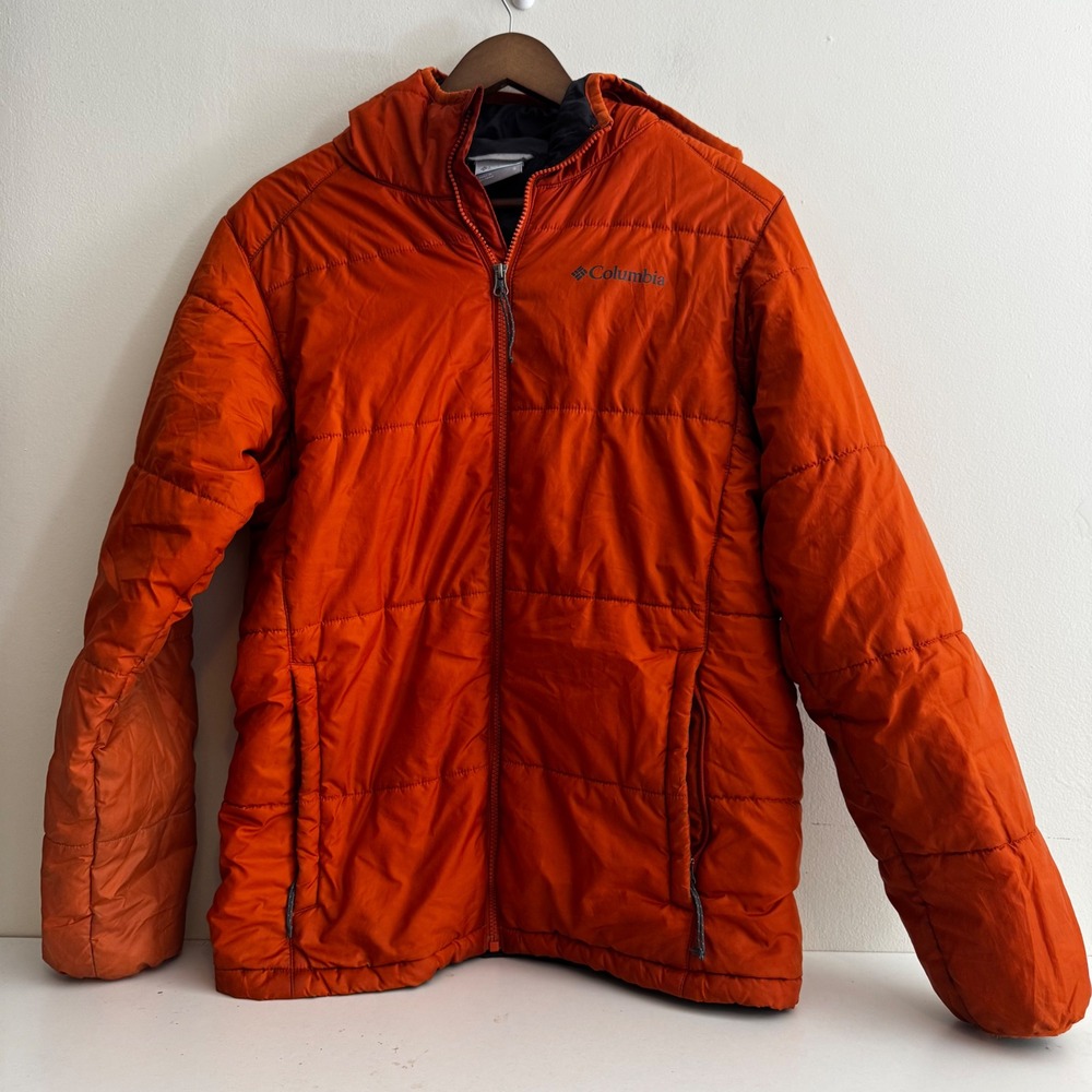 Columbia Men's Sz Sm Burnt Orange Hooded Puffer Jacket Fall Winter Layers